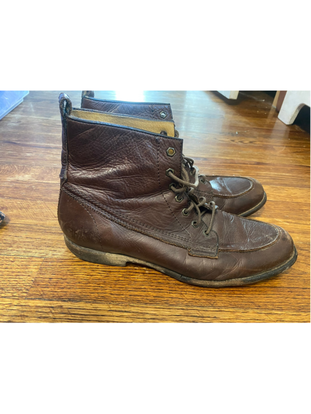 Frye Brown Leather Moc Toe Lace Up Ankle Boots Western Workwear Heritage Men Y2K